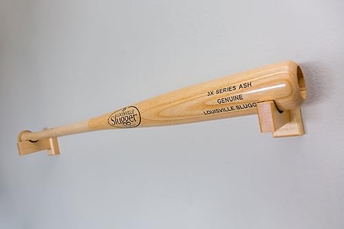 Miniatura 7 de Soporte de pared para bate de béisbol, hecho a mano en Estados Unidos, arce macizo con forro de fieltro y tornillos ocultos, colgador horizontal