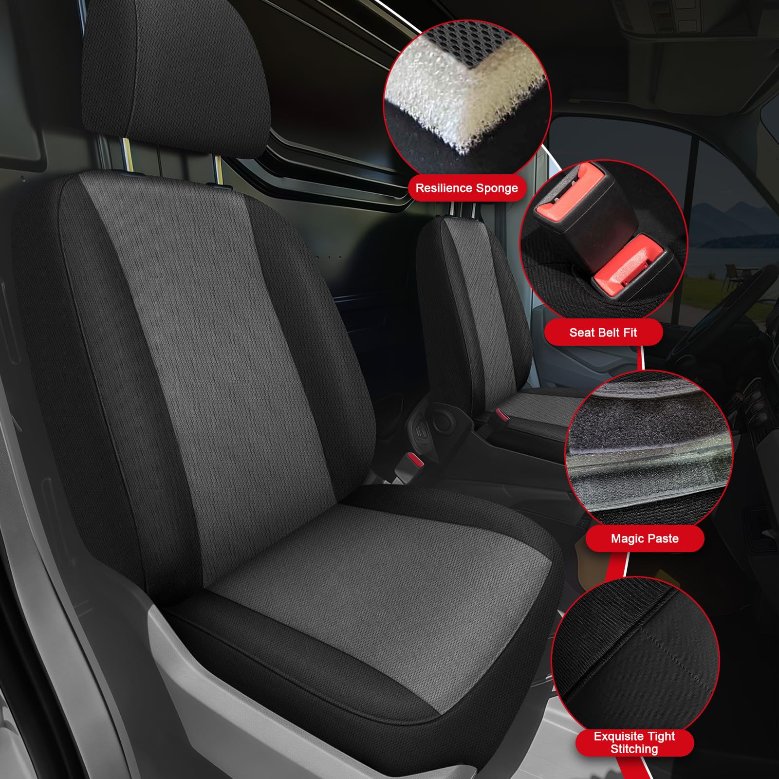 Sitzbezüge Auto für 2017-2025 Volkswagen Crafter, Vordersitze Sitzbezug | Autositzbezüge Auto-Sitzschoner Schonbezüge Sitzauflagen