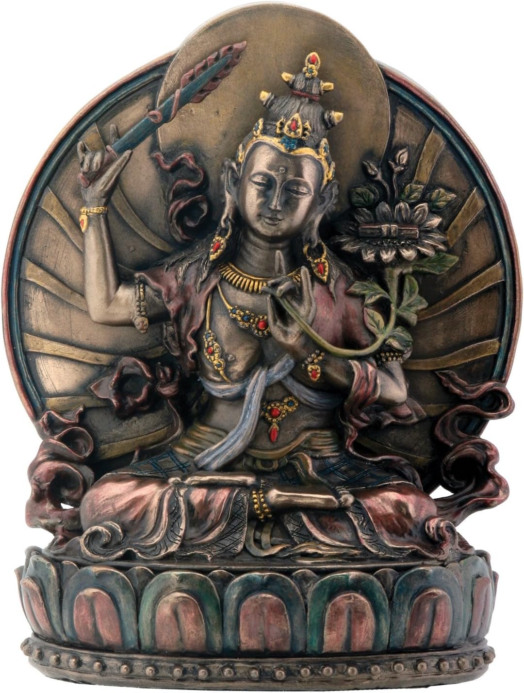 StealStreet Manjushri Sitting On Lotus Buddhism Display Statue