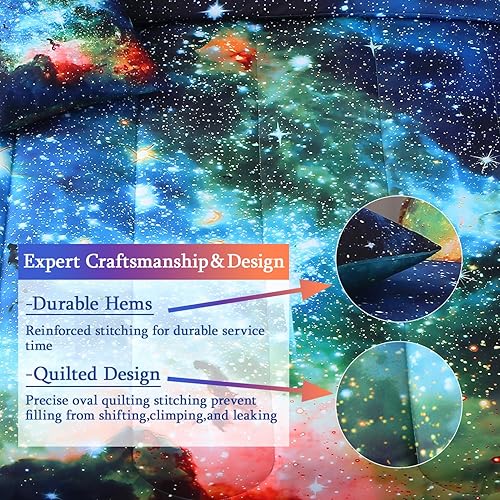 Miniatura 6 de JQinHome Juegos de Edredón Twin Galaxy de 6 Piezas Cama en una Bolsa, Ropa de Cama Temática del Espacio Exterior para Niños, Niñas, Adolescentes, 1