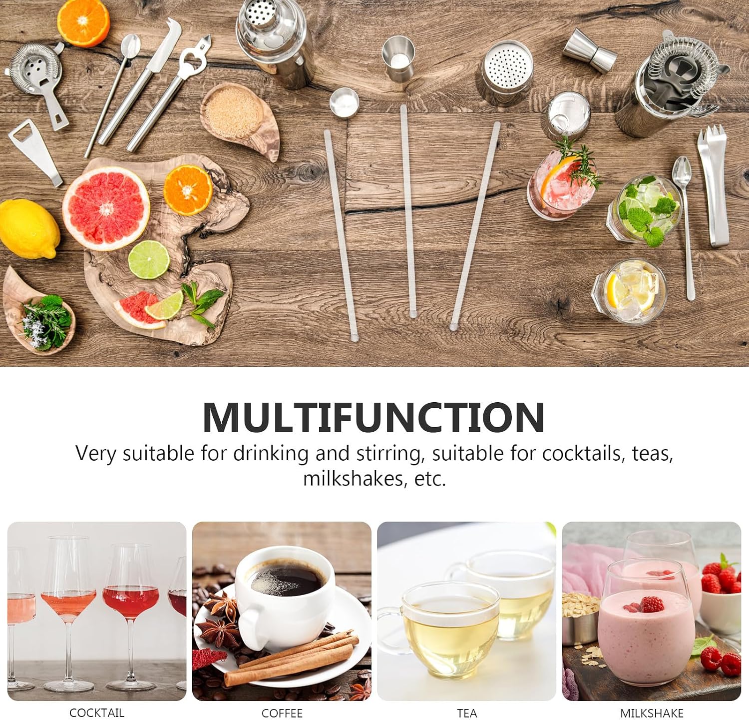 Disposable Plastic Cocktail Stirrers Long Handle 100pcs for Drinks | Individually Wrapped, Thicker Extended Length, Smooth Mixing, Family Gatherings and Bar