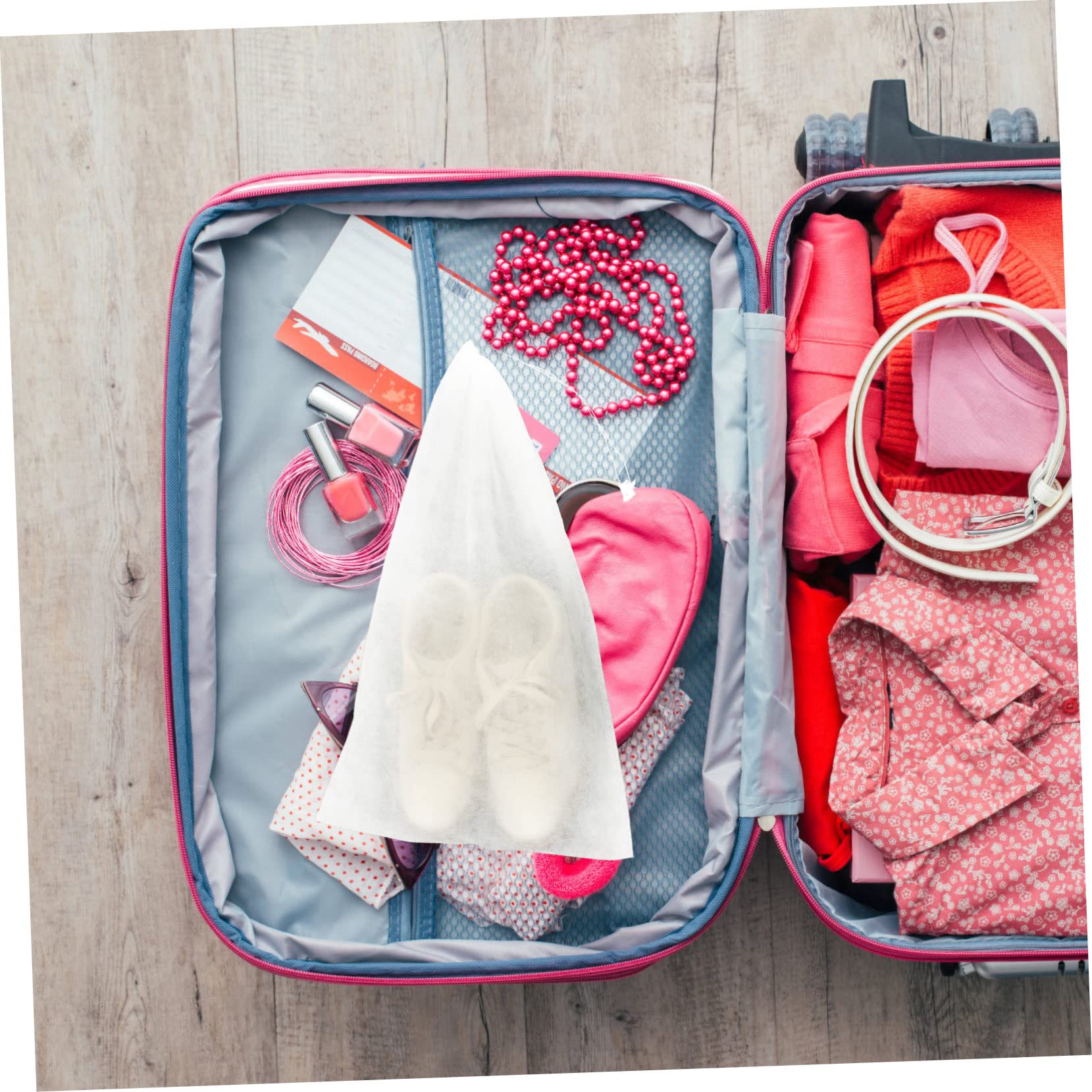 Baluue Borsa per Scarpe da Viaggio Non Tessuto Bianco 50 Pezzi per Organizzazione Comoda e Traspirante per Conservare Pantofole e Scarpe da Trekking
