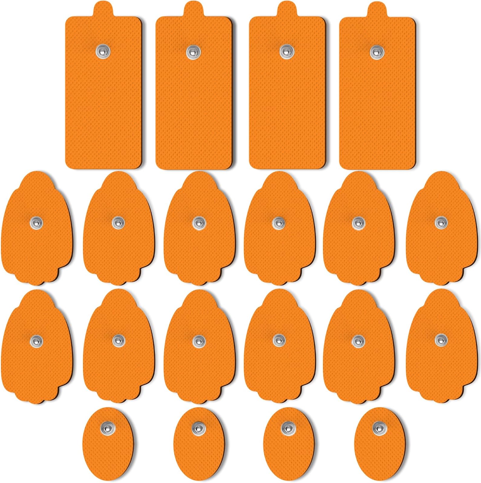AVCOO TENS Unit Replacement Pads 20 Pack in 3 Sizes, Reusable Electrode Pads with American Gel for 50 Times Safe Use, Snap TENS Pads Fit TENS EMS Muscle Stimulators Using 3.5mm Button Lead Wires