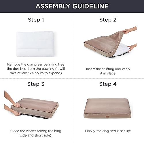 Miniatura 4 de Bedsure Camas impermeables para perros medianos, cama mediana de 4 pulgadas de grosor de hasta 50 libras con funda extraíble lavable, almohadas para