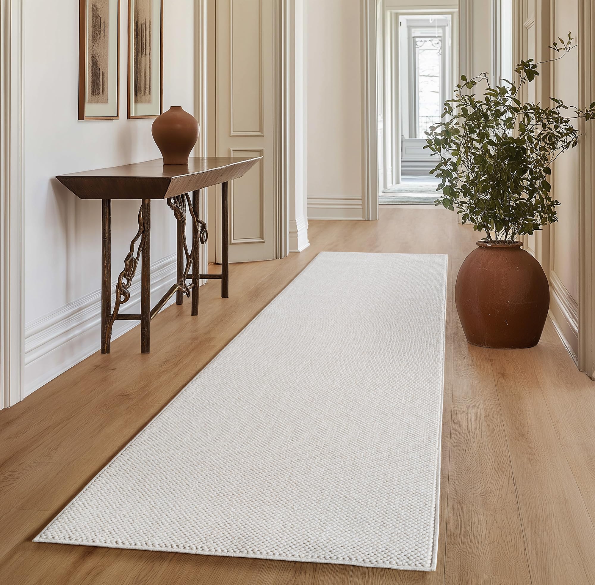 SIMPEX Läufer Creme 80x250, Bouclé Skandi-Look für Moderne, warme Wohnräume, weich & pflegeleicht im Alltag ideal für Wohnzimmer, Essbereich & Schlafzimmer