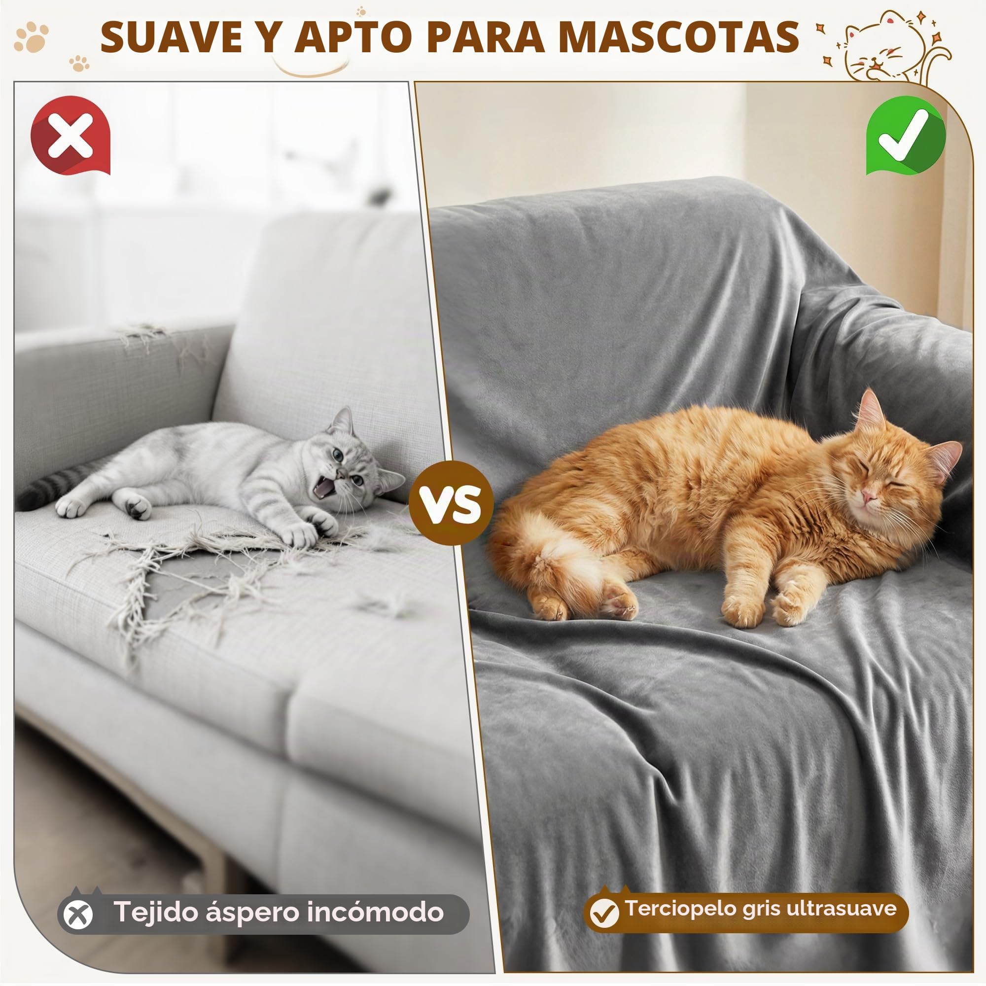 Loiion Funda Sofá en L Impermeable y Antiarañazos Gatos, Gris Oscuro | Funda Impermeable Juego de 2 Piezas, Cubre Sofá Antideslizante, Protector Sofá Esquina, 180x280+180x300cm