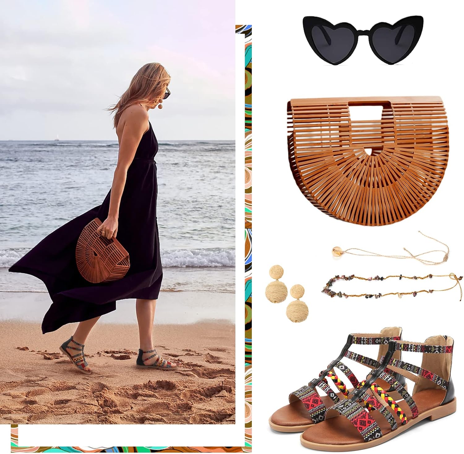 gracosy Flat Sandals for Women, Wedges Sandals Gladiator Summer Dress Sandals Ankle Slippers Woven Straps Shoes Flip Flop Thong - Image 5