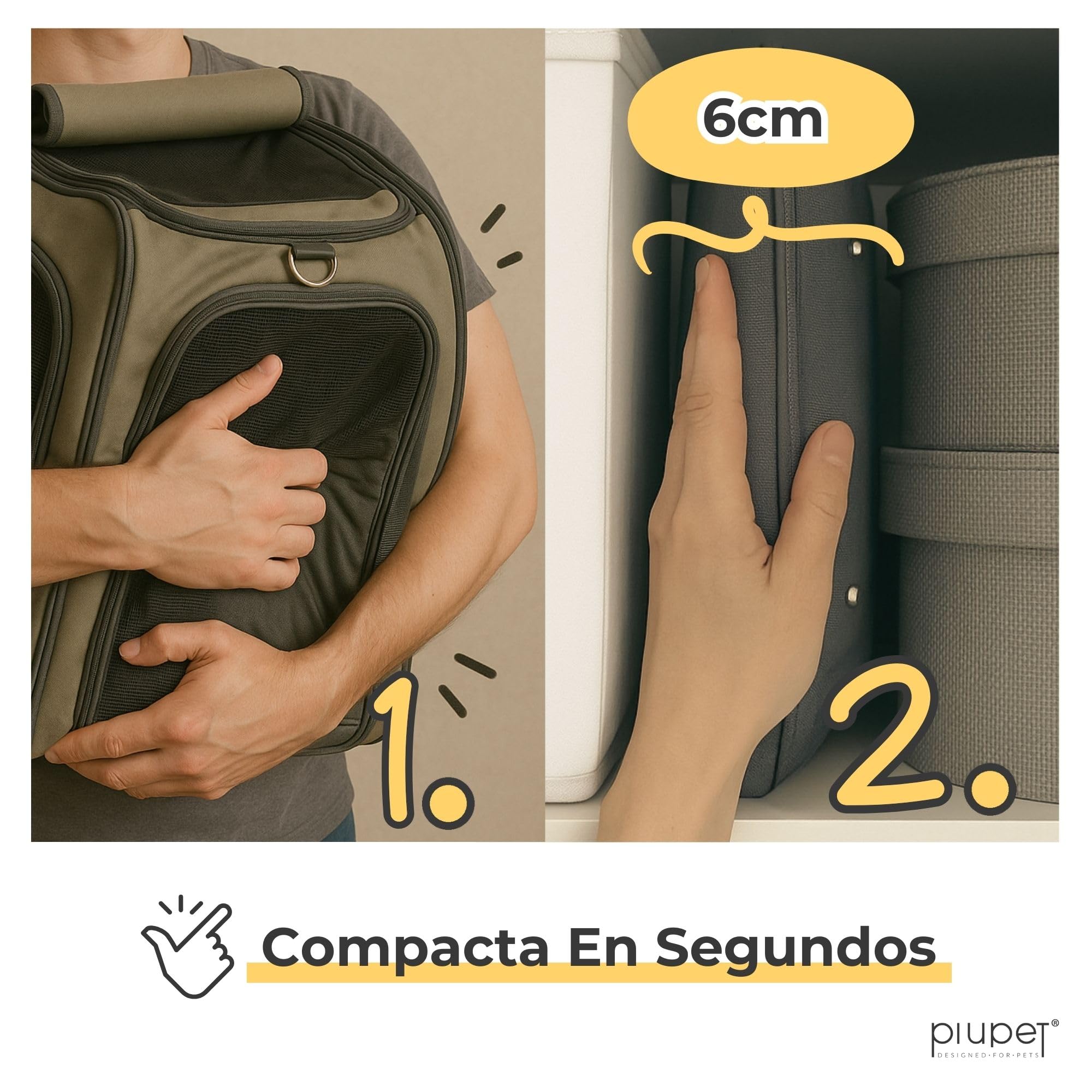 PiuPet® Transportin y Gato I Hasta 10kg I 4 Entradas I Grande I Pequeño Perro I Plegable | Accesorios para Gatos