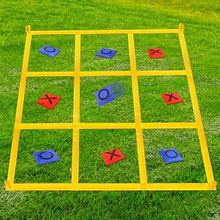 Tic Tac Toe Outdoor Spiele für Kinder und Erwachsene 1,2m Dosenwerfen Cornhole mit 10 Bohnensäckchen, Wurfspiel Kinder Outdoor für Garten und Strandspiel für Picknick, Camping