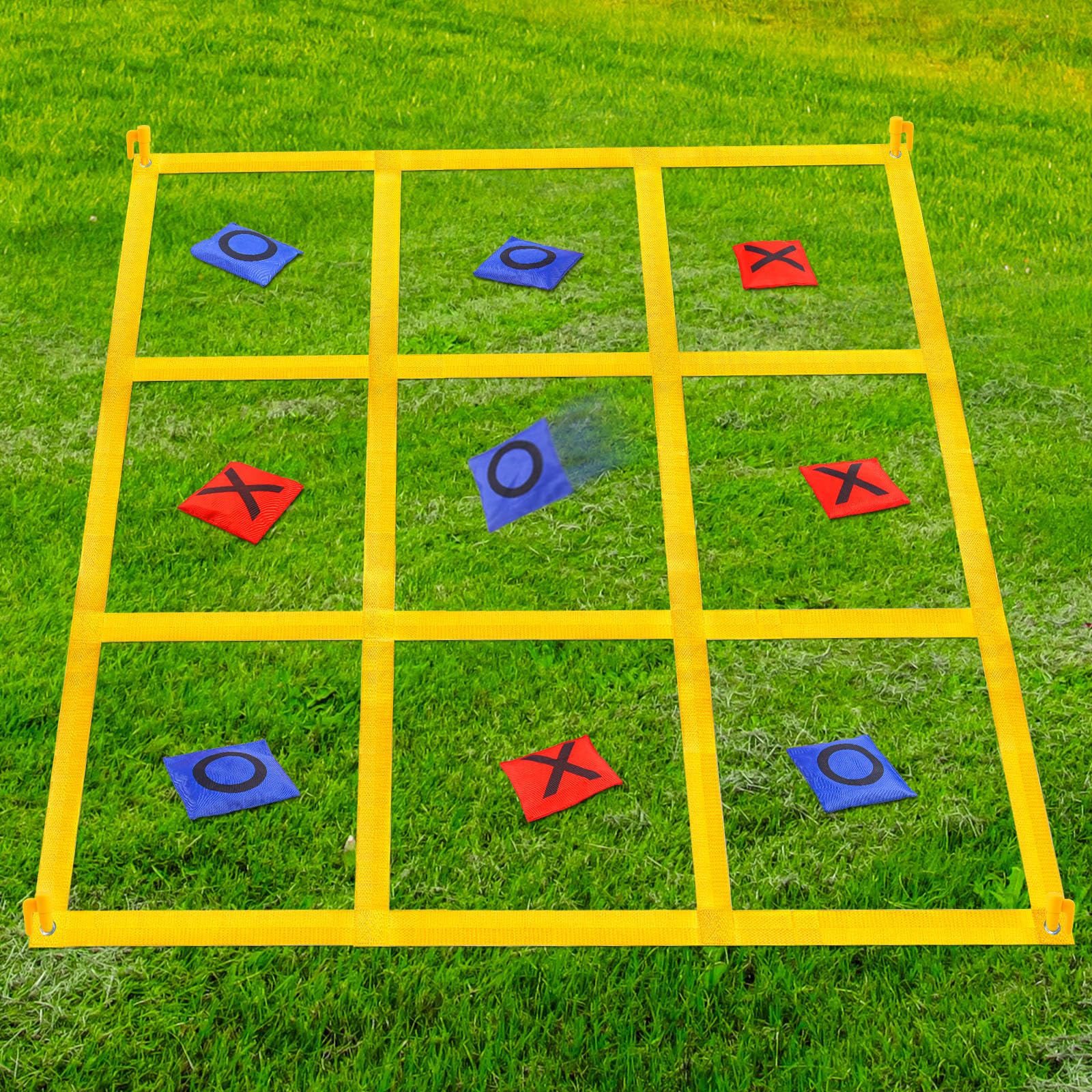 Jeux d'extérieur géants Tic Tac Toe pour Enfants, Adultes et familles, Jeu de Lancer de Sacs de fèves Tic Tac Toe Portable avec 10 Sacs de fèves