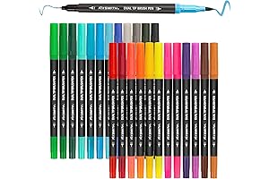 FIXSMITH Dual Brush Washable Markers - Art Pens for Kids, Journaling, Planner, and Drawing Supplies