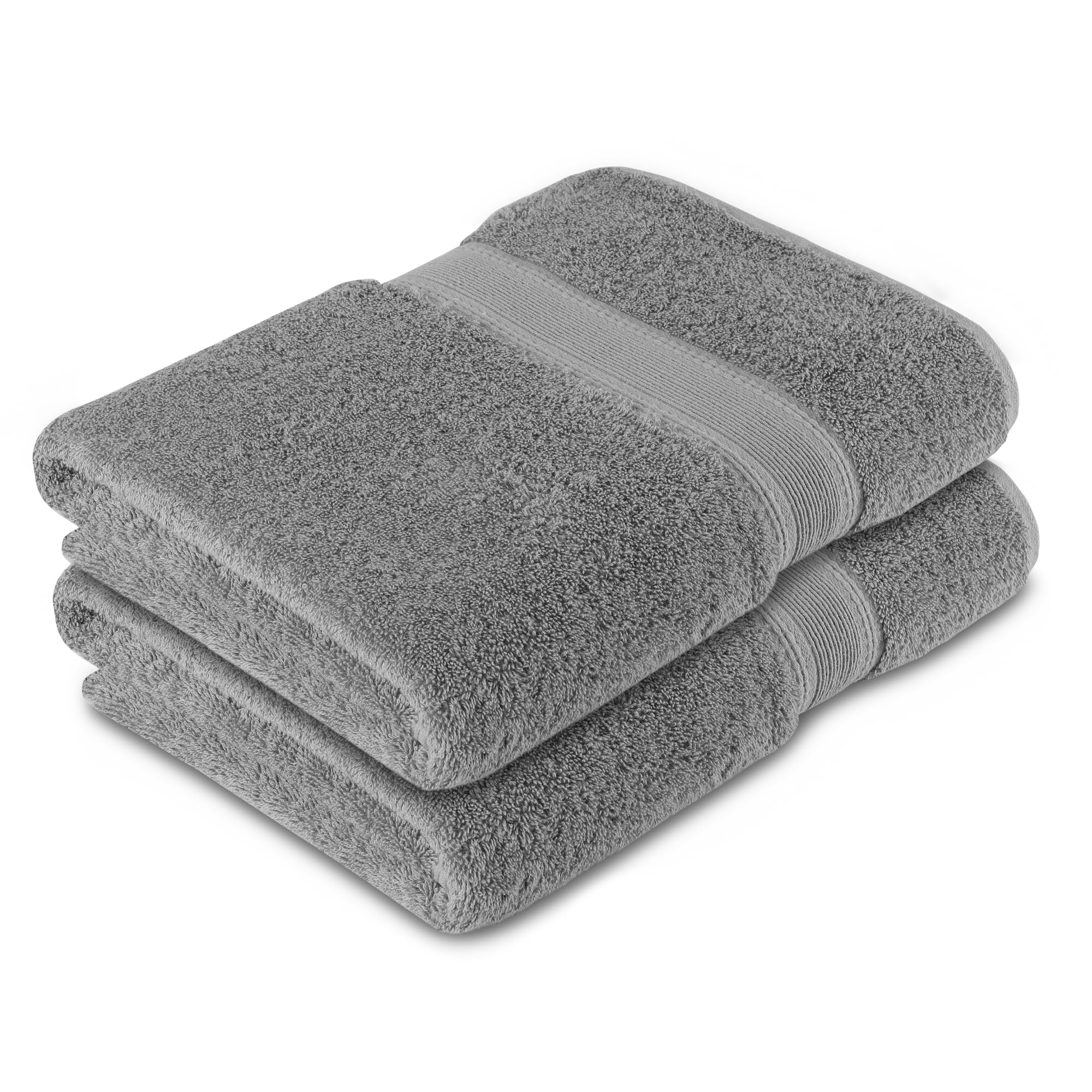 Bamboo Fibre Bath Towel, (Pack of 2) Large Towels for Bath, (650 GSM) Quick Drying Bath Towel for Travel, Extra Large Bath Towels, Cotton Bamboo Towels, Silver Scone
