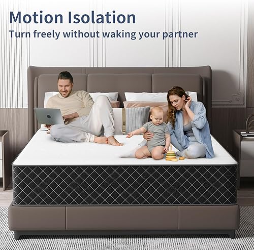 Miniatura 3 de Colchón doble híbrido de 12 pulgadas tamaño matrimonial con espuma transpirable y resortes individuales de bolsillo individual, colchones de espuma