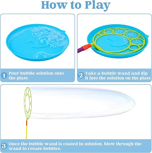 Miniatura 5 de JOYIN Juego de varitas de burbujas grandes, juguetes de varita de burbujas gigantes con bandeja a granel, fabricante de burbujas grande para niños y