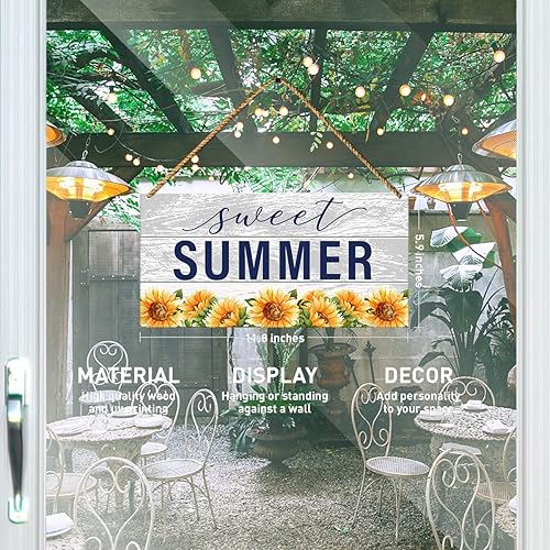 Miniatura 2 de Letrero decorativo para puerta delantera, dulce verano, girasol de verano, letrero de bienvenida para el hogar, porche, cocina, comedor, decoración