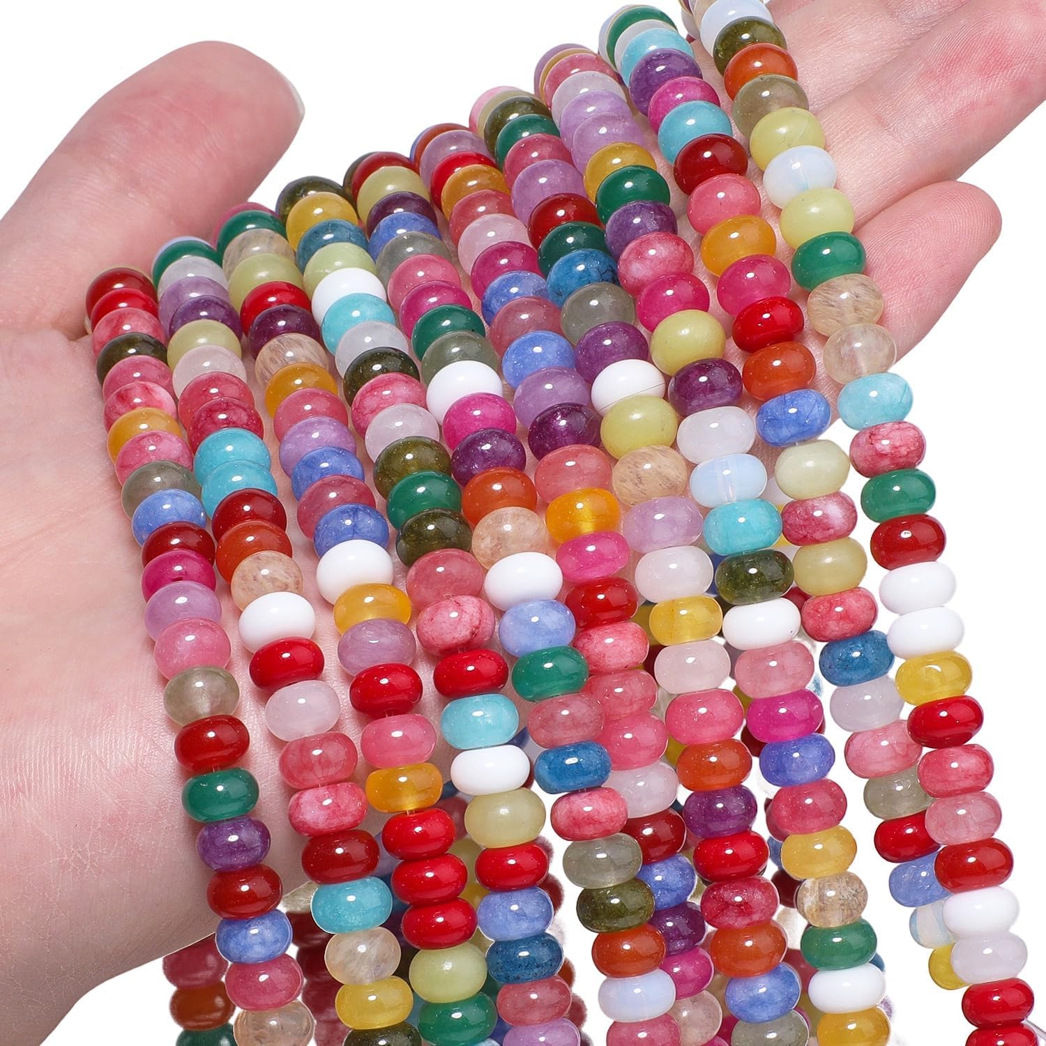 Songxi Naturstein-Rondelle-Perlen, 5 x 8 mm, rund, lose Abakus-Perlen für Schmuckherstellung, Edelstein für Armband, Halskette, Ohrringe, Kunst und Handwerk, 75 Stück
