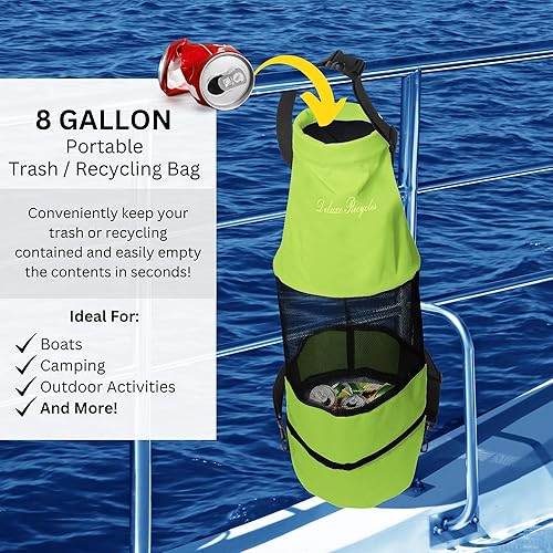 Miniatura 2 de Bolsa de basura para barco, tela Oxford de malla 600D resistente con cremallera inferior y cierre de goma superior, a prueba de fugas y lavable para