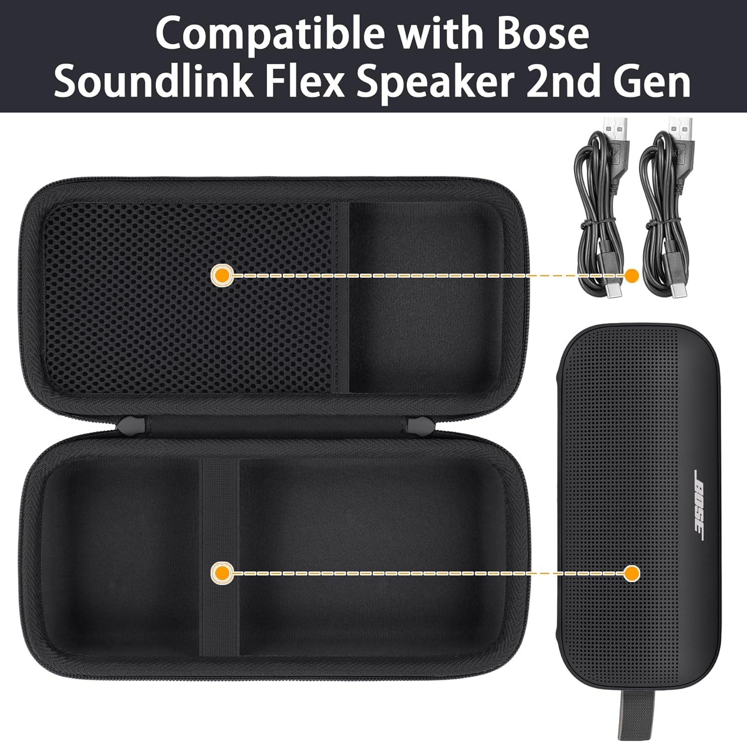 Hard Portable Case Compatible with Bose New SoundLink Flex 2nd Gen/Bose SoundLink Flex Bluetooth Portable Speaker,Black Case - Image 4
