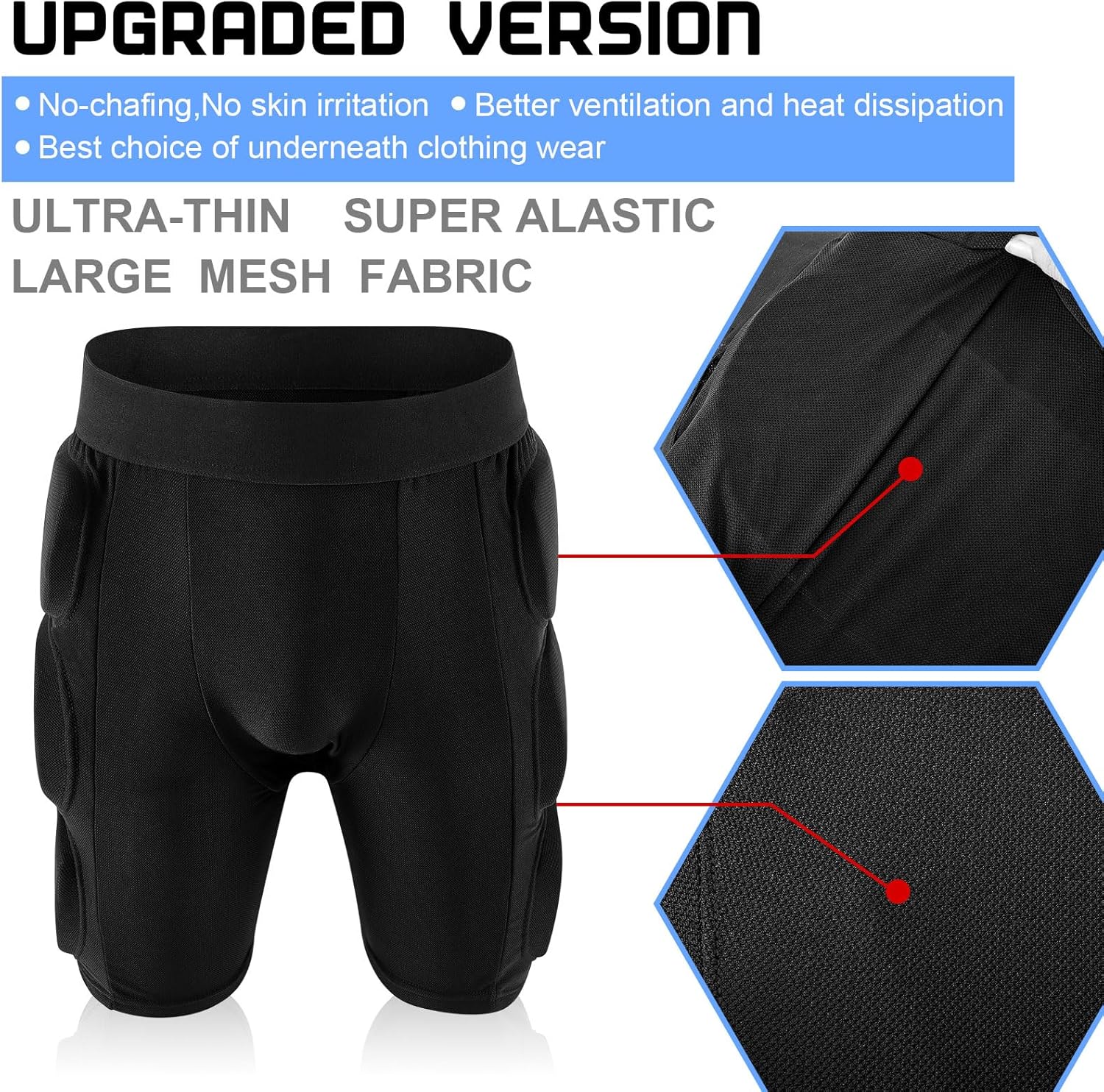 Lewtemi 3 Set Protective 3D Padded Hip EVA Short Pants Knee Pads Elbow Set Winter Protection Hip Pads Thick Non Slip Knee Sleeve Elbow Guard for Men Women Kid Ski Ice Skating