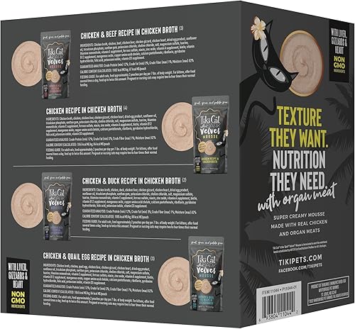 Miniatura 3 de Tiki Cat After Dark, mousse de terciopelo, paquete variado, fórmula sin granos y patatas, con alta proteína y carne de órgano irresistible mezclada