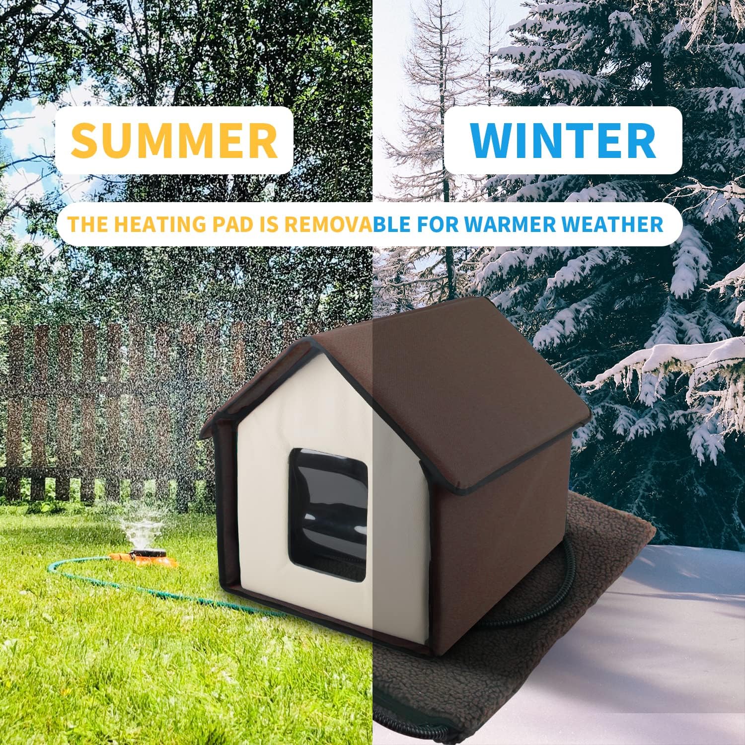 review ALL FOR PAWS Heated Cat House, Indoor/Outdoor Cat House for Winter with Heated Cat Pad,Cat Houses & Condos, Feral Cat Shelter, Thermo Kitty Home