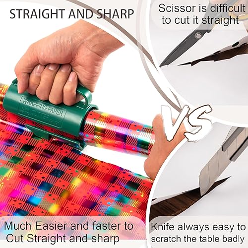 Miniatura 4 de BANGDAERGE - Cortador de rollo de papel de regalo, 2 piezas, herramienta cortadora de papel de regalo con asa, corte a presión, fácil deslizamiento,