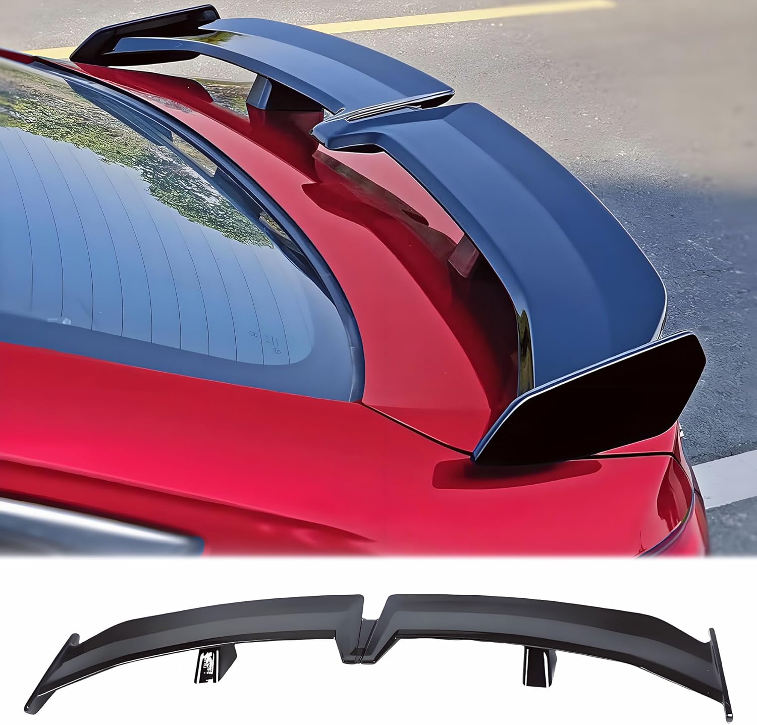 STSEV01 Universal 55" Rear Trunk Spoiler Wing Glossy Black GT Racing Spoiler DeckLid Lip Exterior Accessories Compatible with Mazda Nissan Sentra Toyota Camry Honda Civic Dodge Charger (Tape Install)