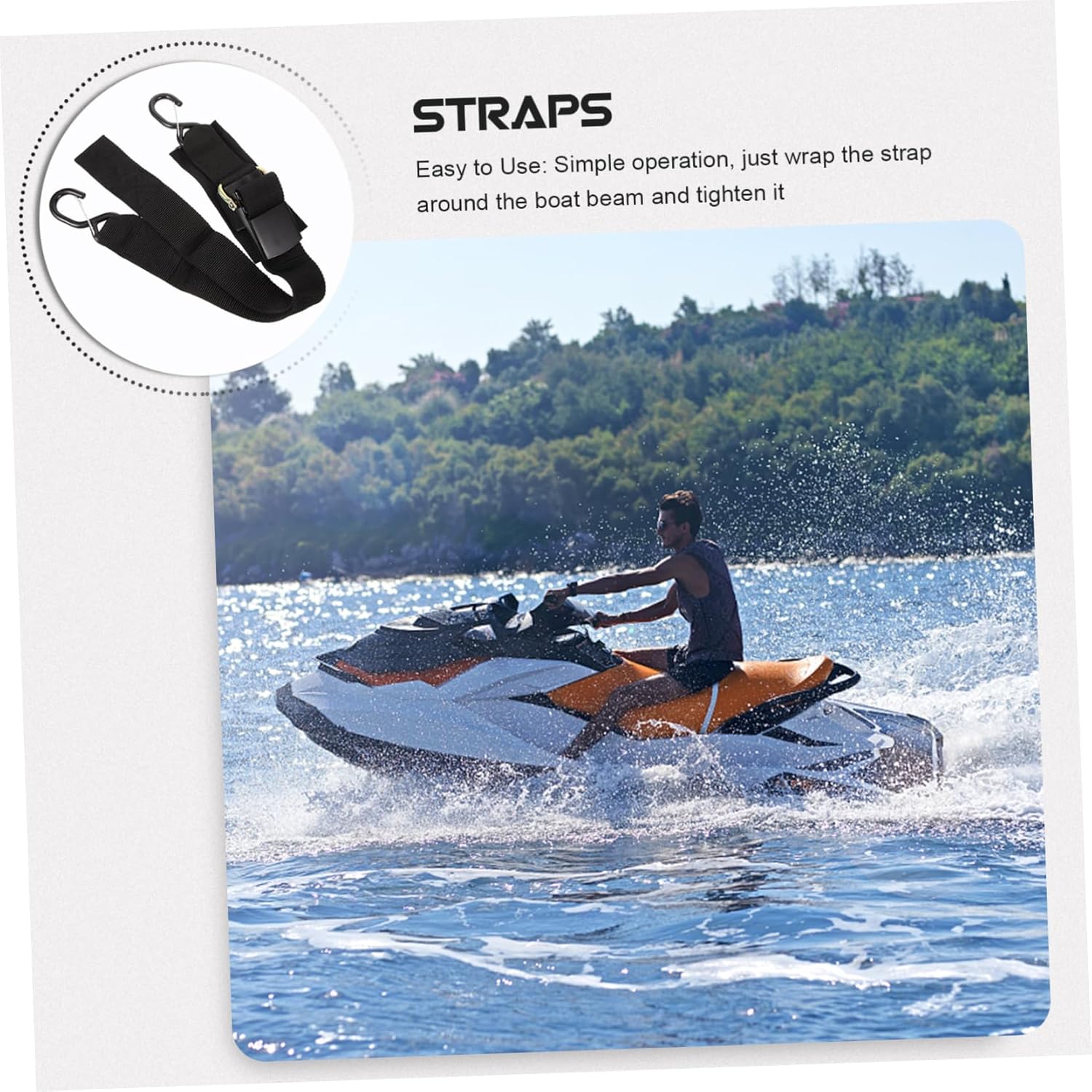 2sets Boat Winch Straps Hook Heavy Duty Tie Down Straps for Trailers for Boats and Kayaks Non- Design for Secure Transport