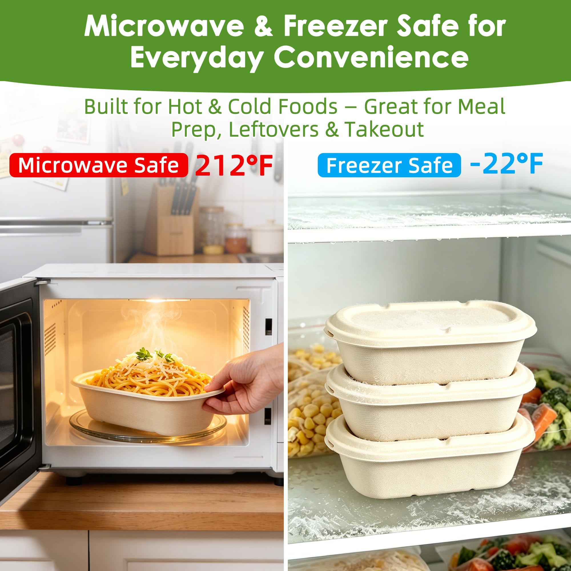 35oz Sugarcane Pulp Meal Prep Containers Gallery Image