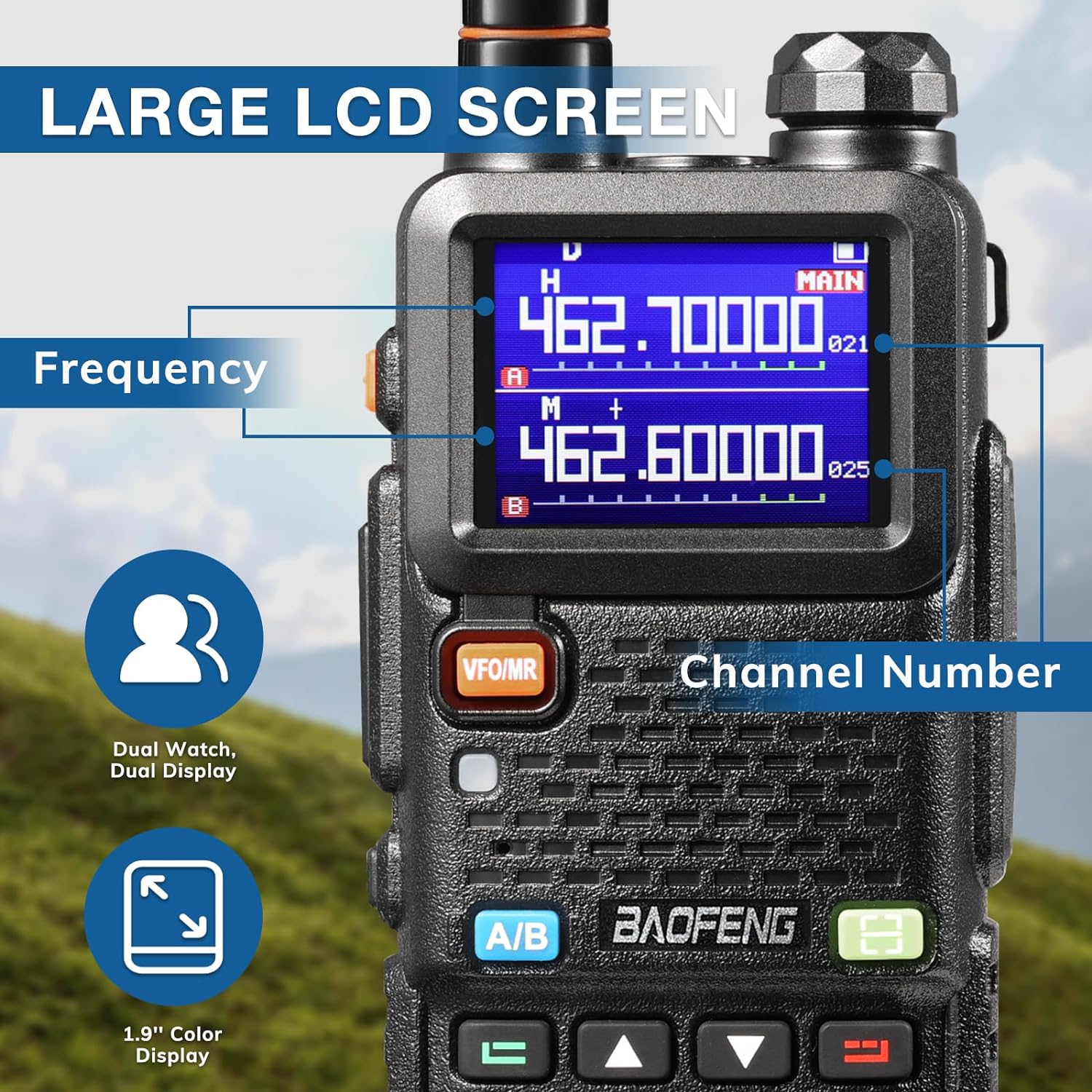 [Chirp Compatible] BAOFENG UV-5G Plus GMRS Handheld Radio, 999 Channels, 5W Long Range Rechargeable Two Way Radio with NOAA Weather Receiving, 2500mAh Battery USB-C Port, 8" & 15.5" Antennas, 2 Pack