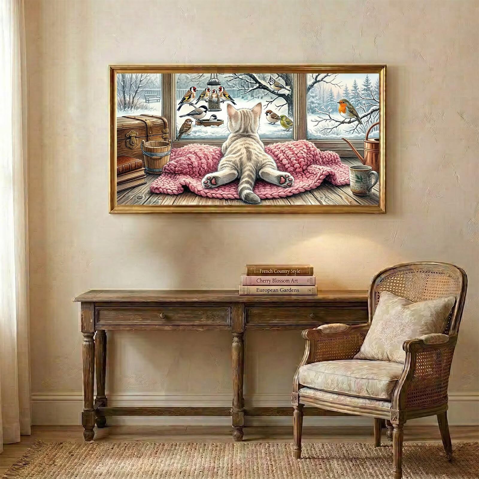 Malarstwo diamentowe, kot, duży rozmiar XXL, 80 x 150 cm, 5D "zrób to sam", obraz z ptakami, zestaw do majsterkowania, dla dziewczynek 8 lat, mozaika dla dorosłych i dzieci, dla początkujących