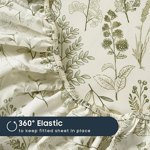 Miniatura 6 de Wake In Cloud - Sábanas de cama tamaño Queen, juego de sábanas encimeras bajeras de 4 piezas, bolsillo profundo, floral Shabby Chic Coquette