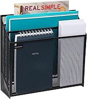 Mind Reader 3-Tier Metal Mesh Vertical File Organizer - Desktop Document Holder for Office & Kitchen, Black 12.5x3.75x11.5"