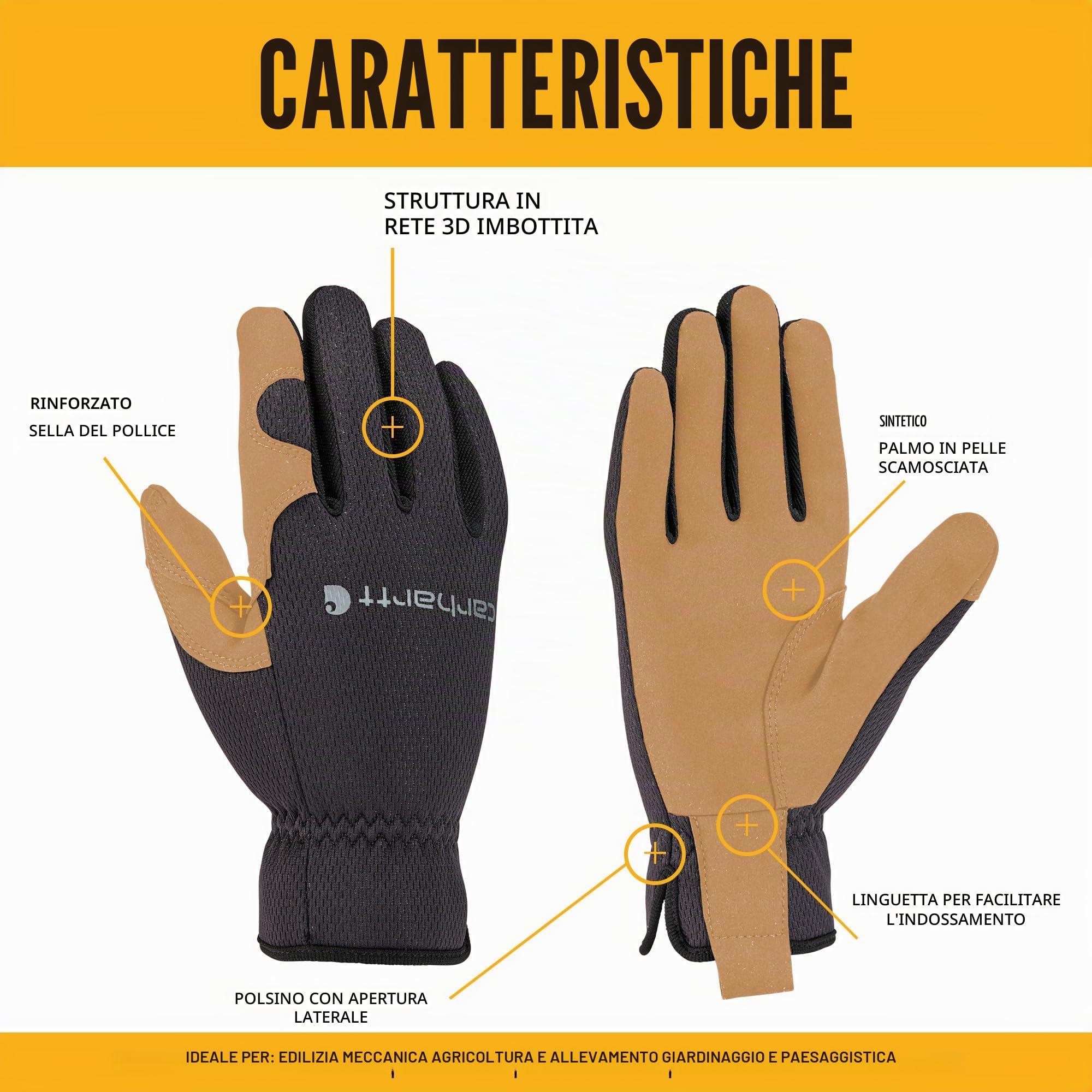 Carhartt High Dexterity Open Cuff Glove Guanti per Il Freddo Uomo