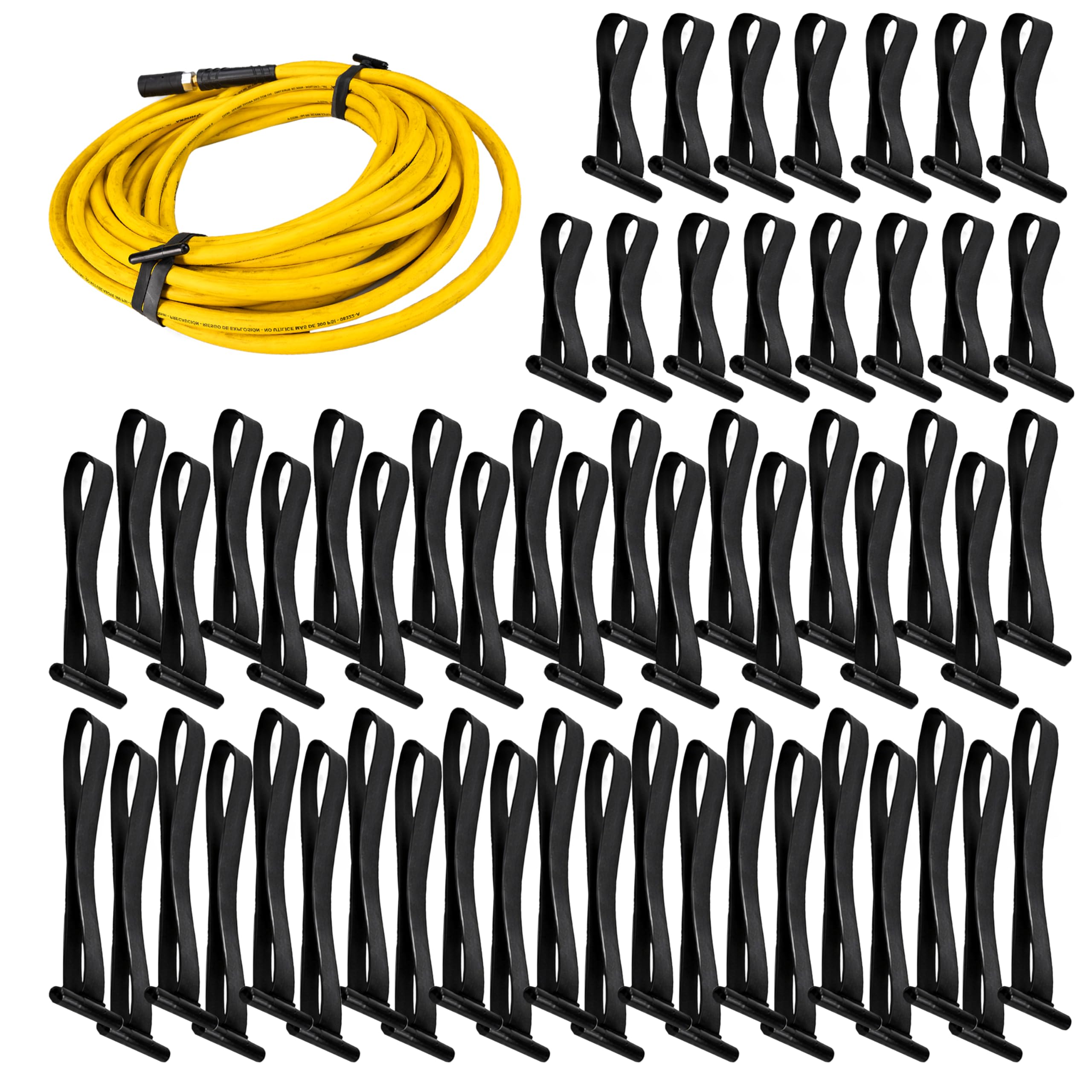Reusable Cable Ties Set 2", 4", and 7", 15 Pieces Each - USA-Made Heavy-Duty Stretchable Fasteners - All-Weather, UV &amp; Ozone Resistance - Fastener to Store Equipment, Declutter Garage by IDL Packaging