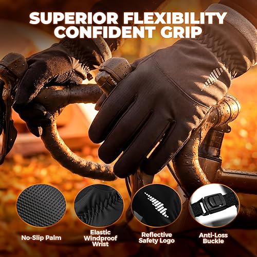 Miniatura 5 de rivmount- Guantes de invierno impermeables phombre y mujer dedos Touchscreen resistentes al viento, térmicos pesquí, nieve, correr, conducir