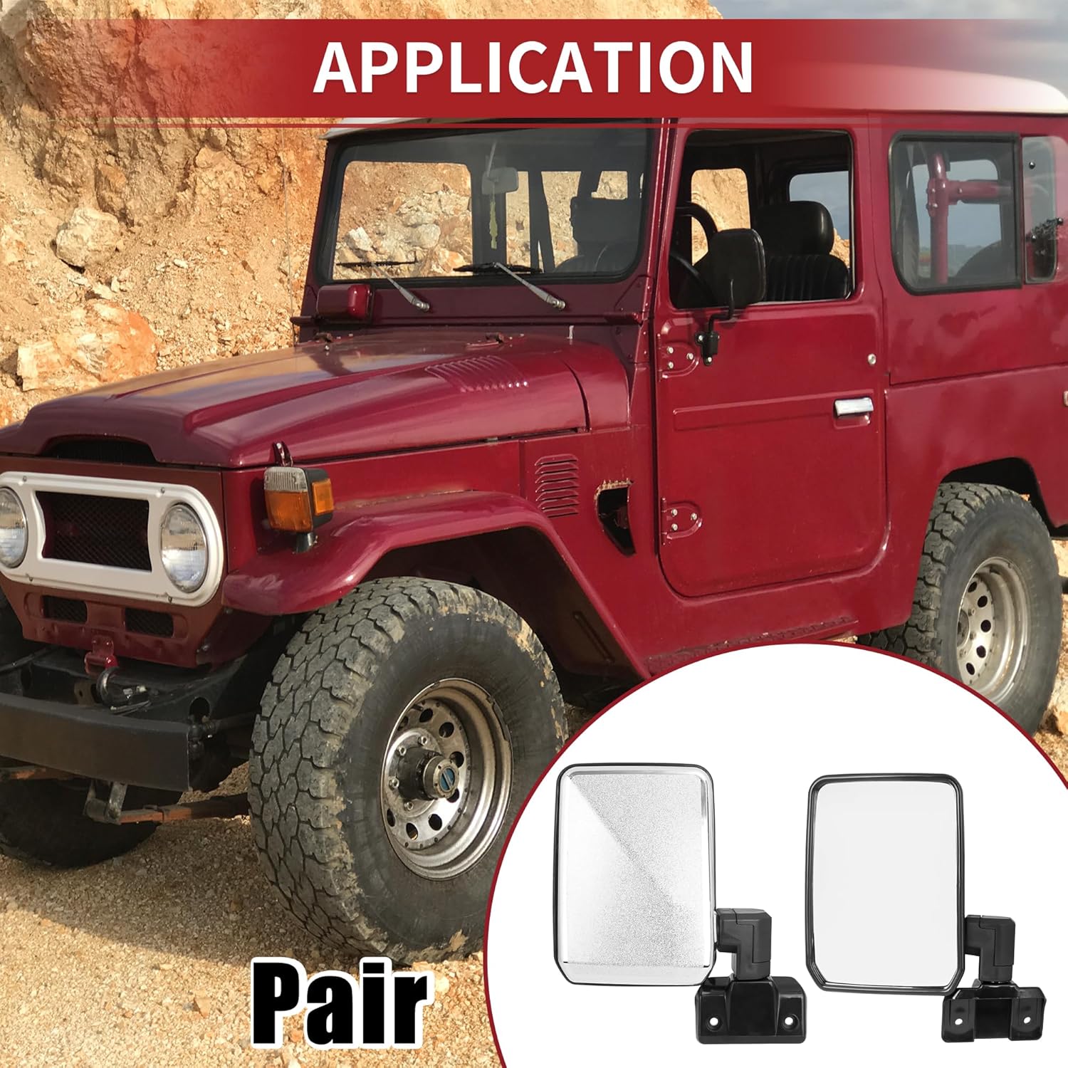 ACROPIX Car Rear View Mirror for Toyota Land Cruiser 70 75 78 Series 1985-2006 - Pack of 2