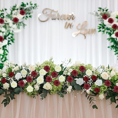 Miniatura 5 de Eternal Blossom 10 flores artificiales de seda de color rojo vino, 10 unidades, flores artificiales de 19.7 pulgadas, ramo de rosas falsas para