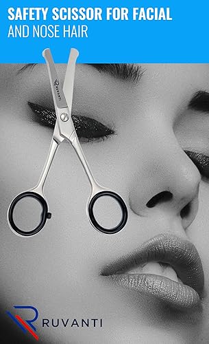 Miniatura 7 de Ruvanti Tijeras de corte de pelo para niños de 5.2 pulgadas, tijeras de peluquería de punta redondeada de seguridad para niños, bebés y recorte de