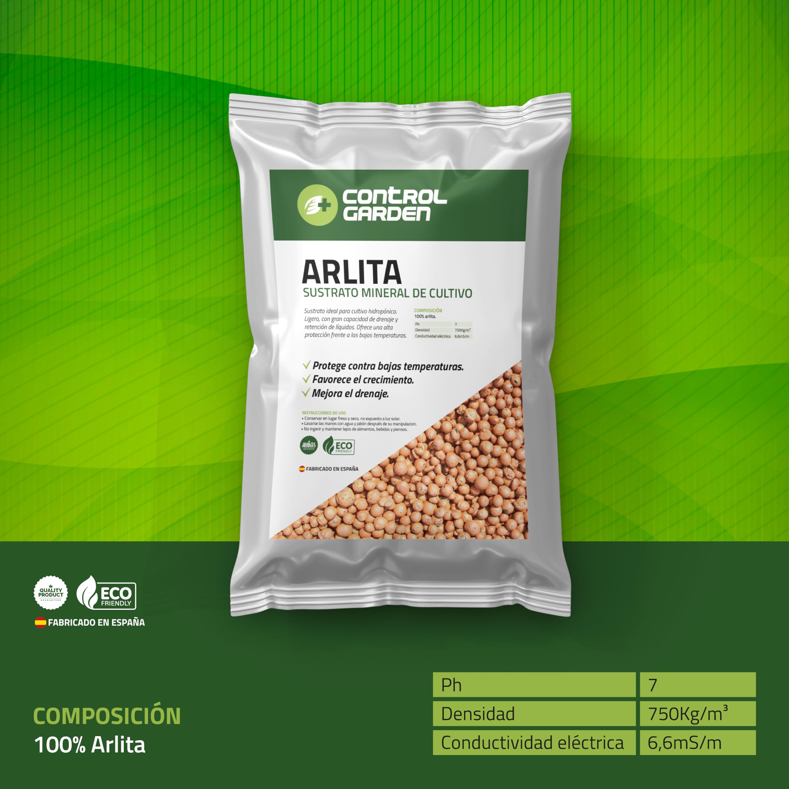 GROWMANIA.ES CONTROL GARDEN Pack Arlite 6L + Perlite 6L | Substrat pour plantes et cultures intérieur et extérieur | Fabriqué en Espagne