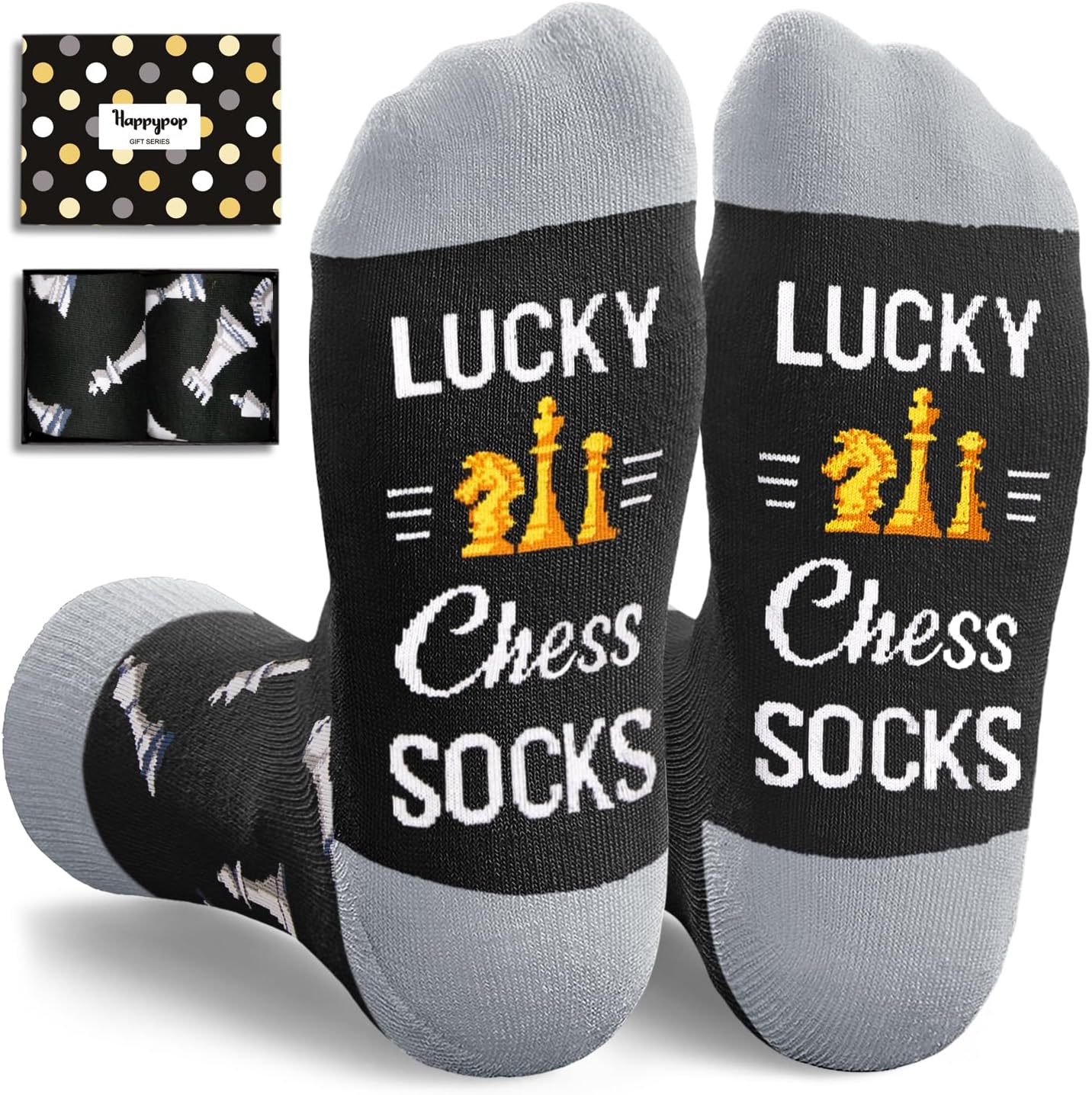 Happypop Gifts para jugadores de ajedrez – mejores regalos para amantes del ajedrez, calcetines de ajedrez divertidos para hombres mujeres