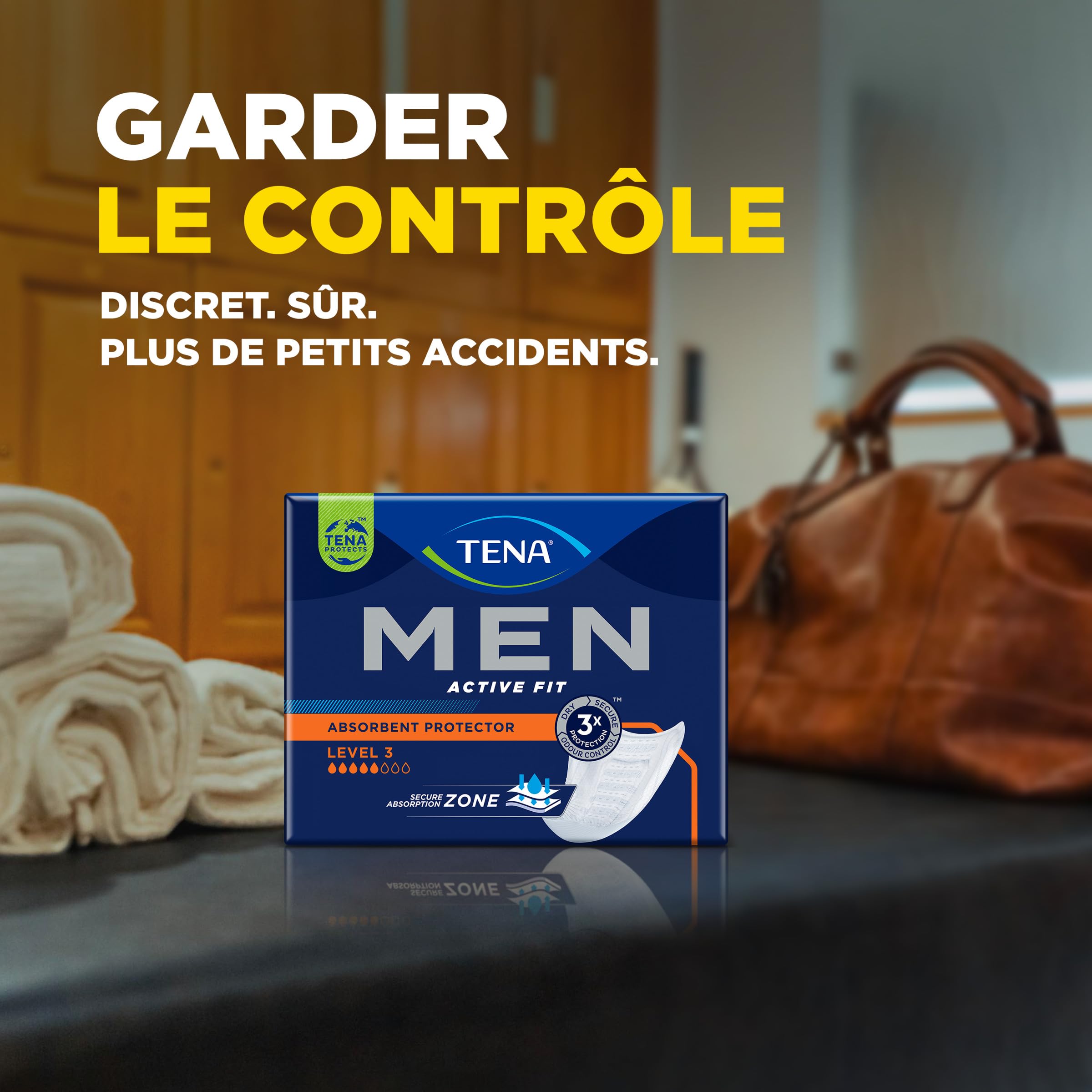TENA Men Protections Absorbantes Niveau 3 Incontinence Homme - pour Fuites Urinaires Modérées - 48 Protections (Pack 1 Mois)
