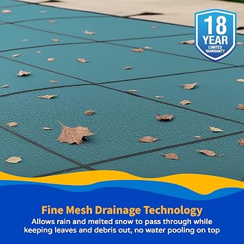 18-Year Mesh 14-ft x 28-ft In-Ground Pool Safety Cover - Green