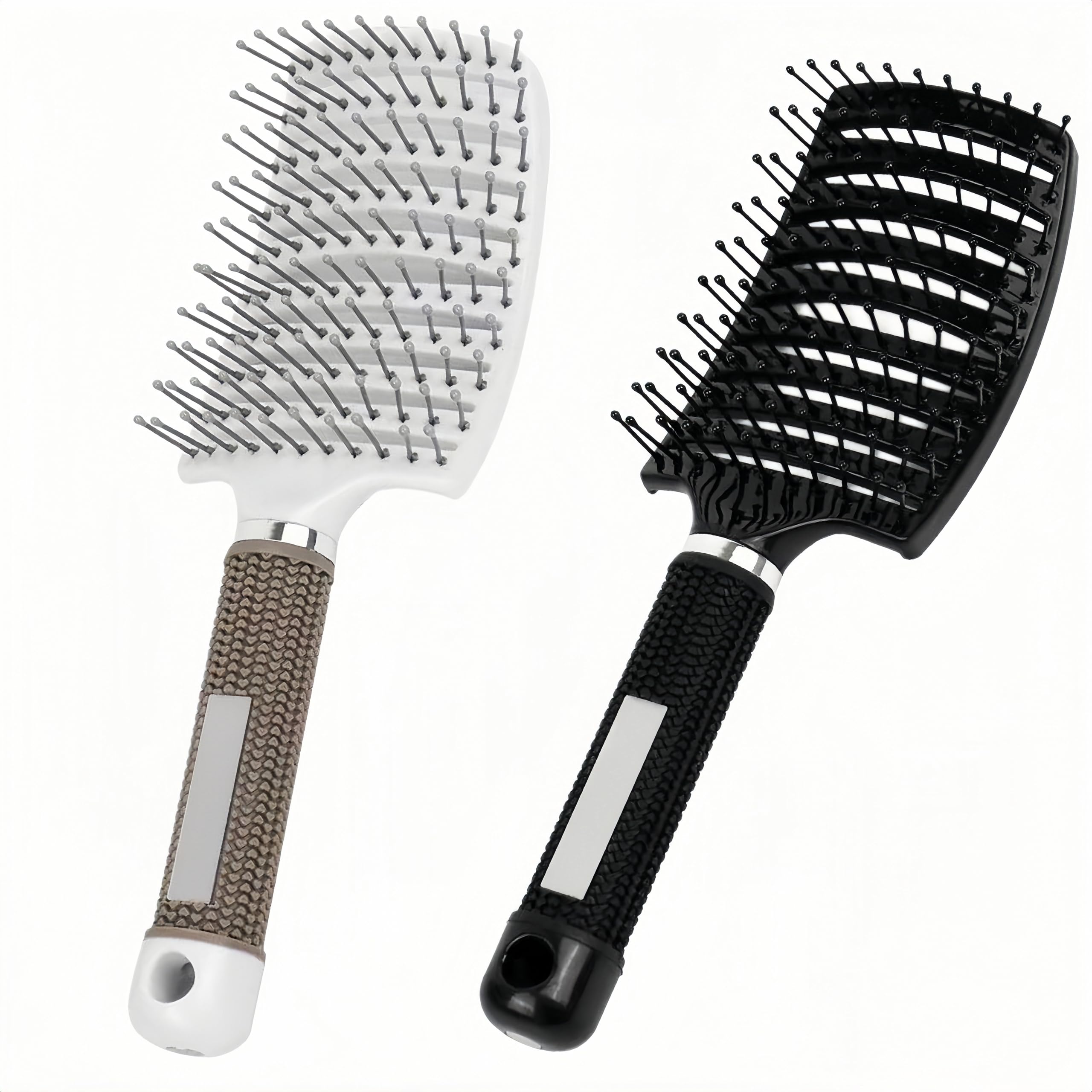 2 cepillos curvados con ventilación, cepillo para cabello grueso, cepillo desenredante de secado rápido para mujeres/hombres