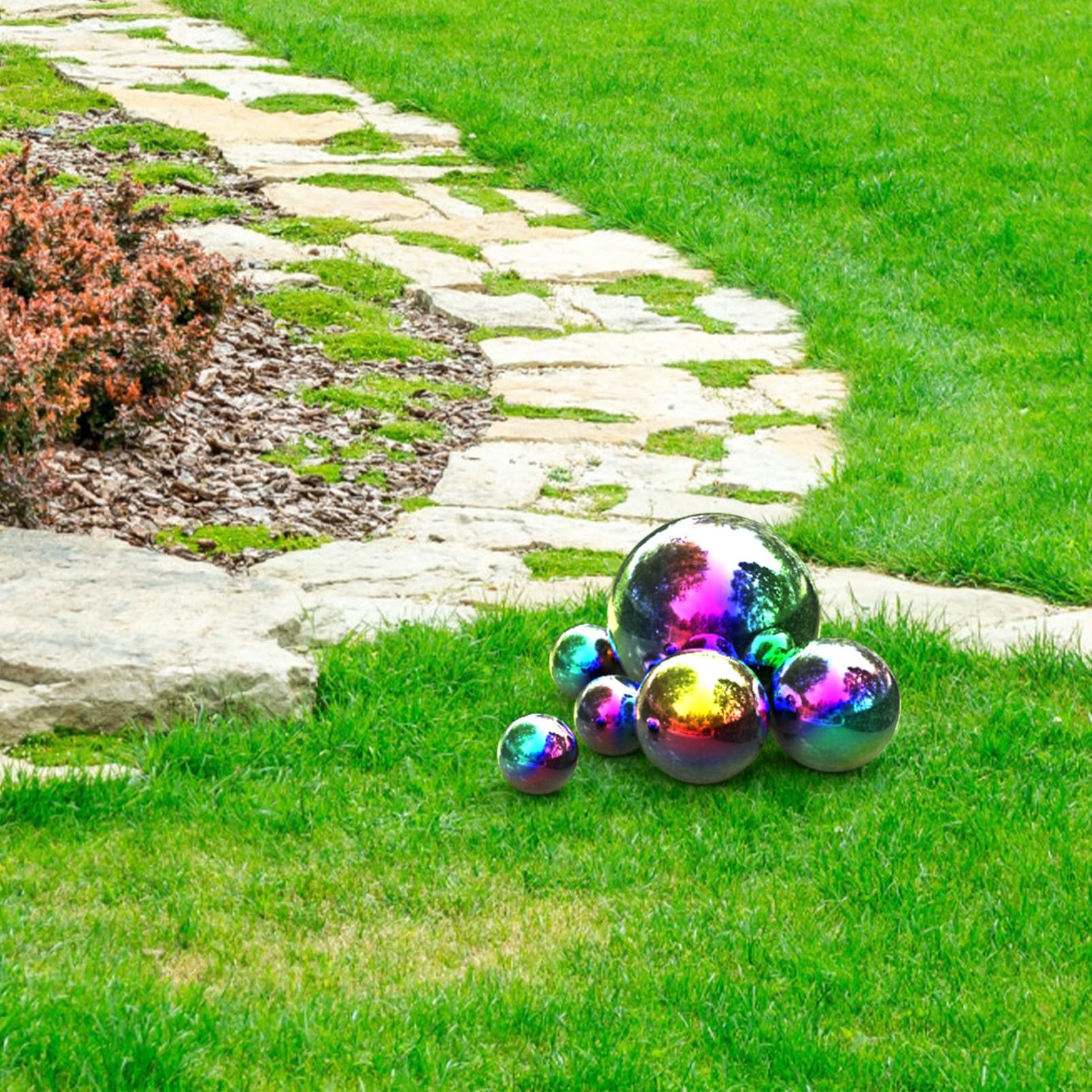 BESPORTBLE 6St reflektierender Ball im Freien edelstahlkugeln Dekoration Schlafzimmer Rasendeko aus Metall Rasendekorationen im Freien Ornament Christbaumschmuck blickende Sphären Spiegelball
