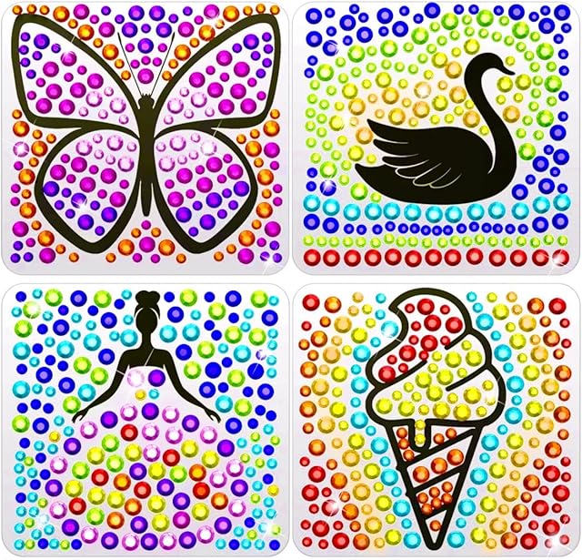 Suncatcher Craft Kits for Kids, Arts and Crafts for Kids, DIY Diamond Girls Toys Age 6+, 4 Themes Window Gem Art Set, Girls Birthday Gift & Fun Arts and Crafts Activity for Children 6 7 8 9 10 11 12