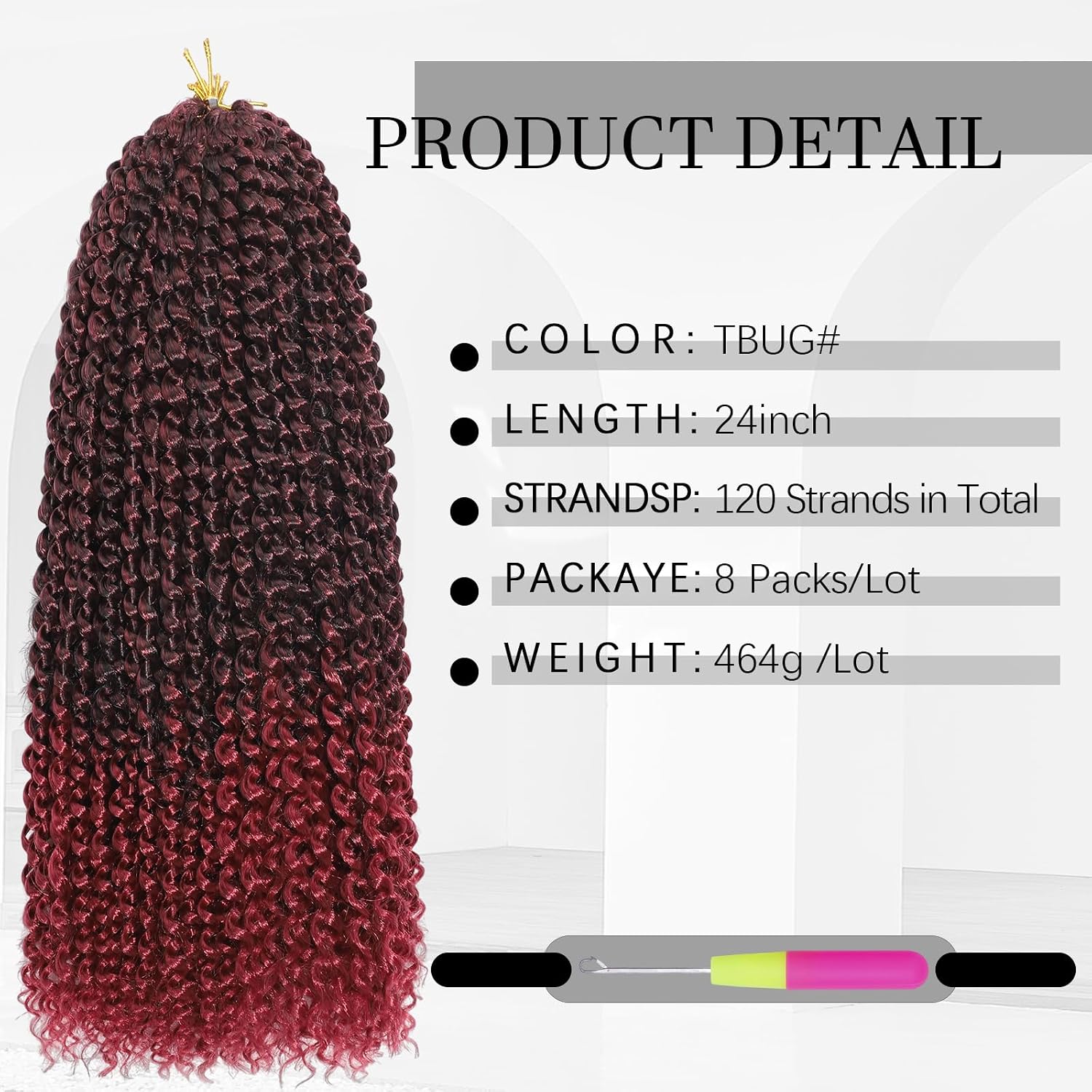 24 Inch Passion Twist Hair 8 Packs Water Wave Crochet Hair Bohemian Braiding Hair Pre Looped Crochet Braids Hair Extensions for Black Women (T/BUG#）
