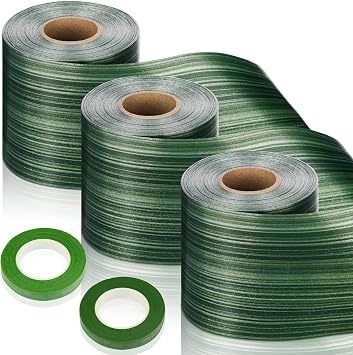 Thiccywoov 3 Rolls Ti Leaf Ribbon Outdoor Poly Satin Leaf Ribbon Green Wedding Decorations Florist Waterproof Aspidistra Tape 4 x 50 2 Floral Tape for Easter Indoor Outdoor Art CraftClassic Style