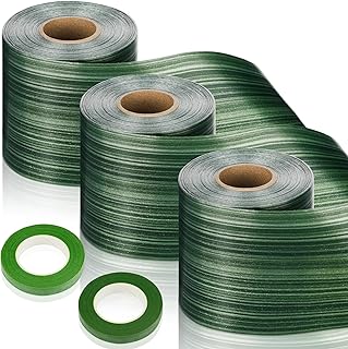 3 Rolls Ti Leaf Ribbon Green Waterproof Leaf Tape 4 x 50 Aspidistra Ribbon with 2 Floral Tape for Indoor Outdoor Wedding Florist Wrap Bouquet Art Crafts