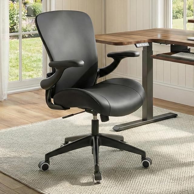Eureka Ergonomic EUREKA ERGONOMIC Vera Executive Office Chair, Thick Padded PU Leather Desk Chair with Adjustable Lumbar Support and 3D Armrests, Easy-Clean for Home Office and Study Room (Pack of 5, Black)